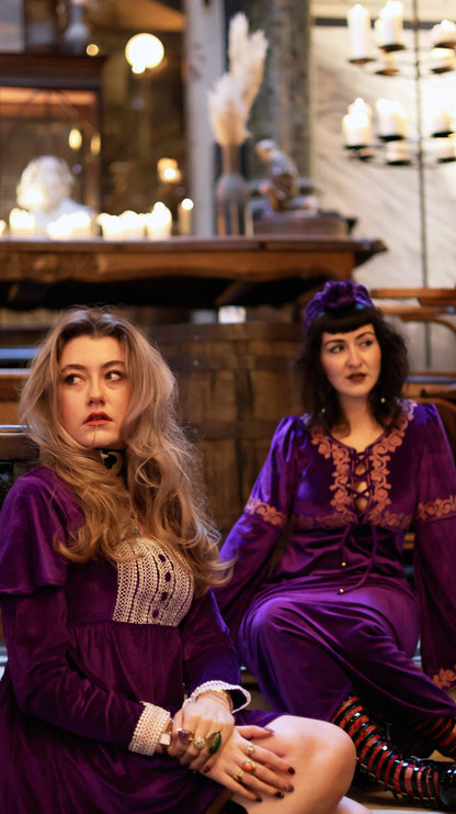 Morgana Amethyst Dress Rose Embroidery