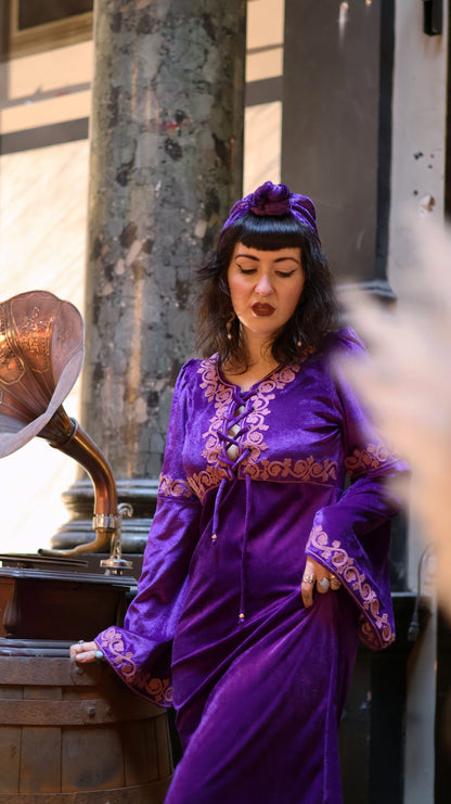 Morgana Amethyst Dress Rose Embroidery
