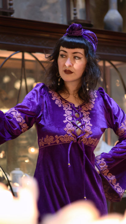 Morgana Amethyst Dress Rose Embroidery
