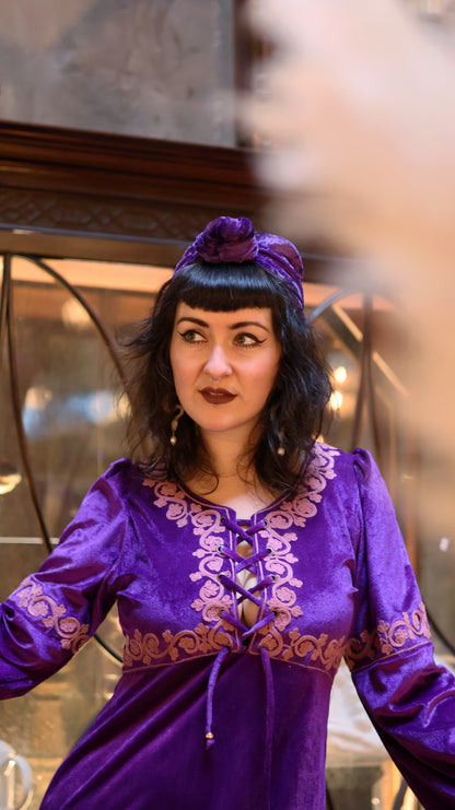Morgana Amethyst Dress Rose Embroidery