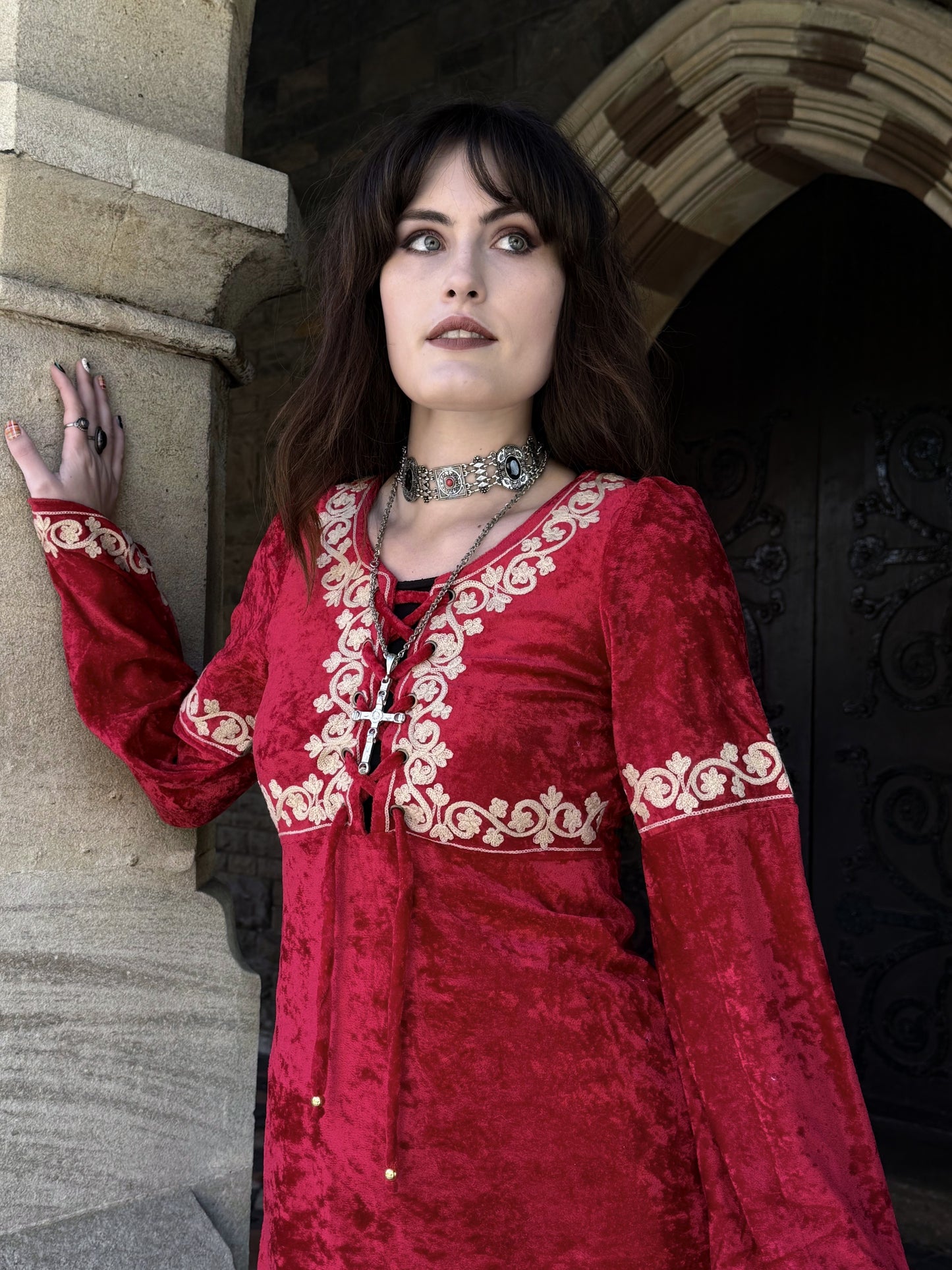 Morgana Crimson Midi Dress