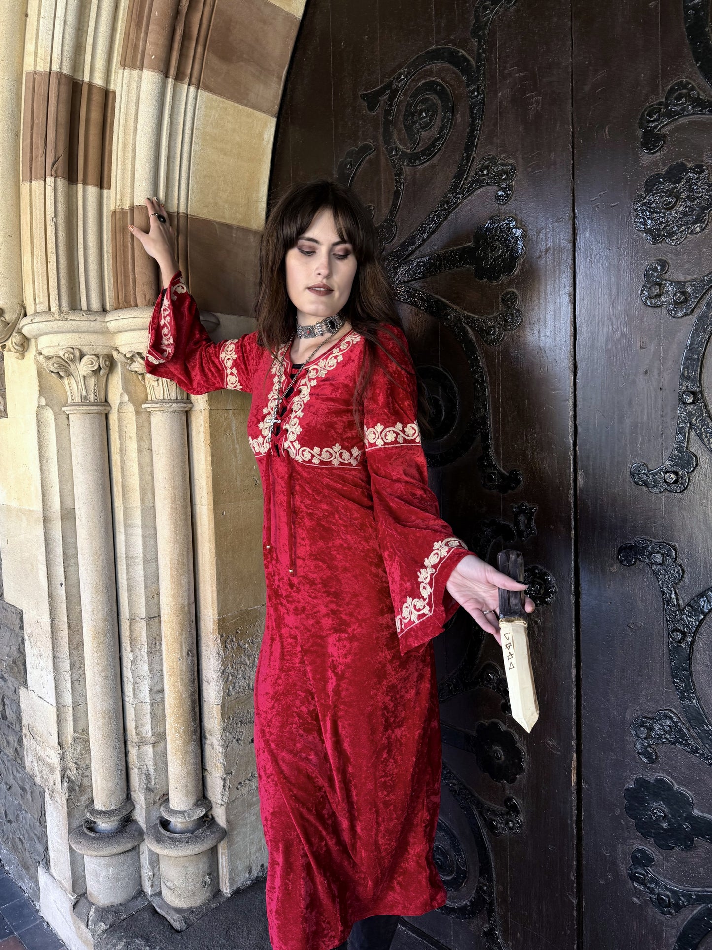 Morgana Crimson Midi Dress