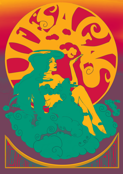 T.Rex Marc Bolan Art Nouveau Psychedelic Original Artwork Poster